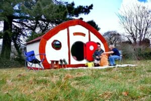 glamping huts at Scorrier House
